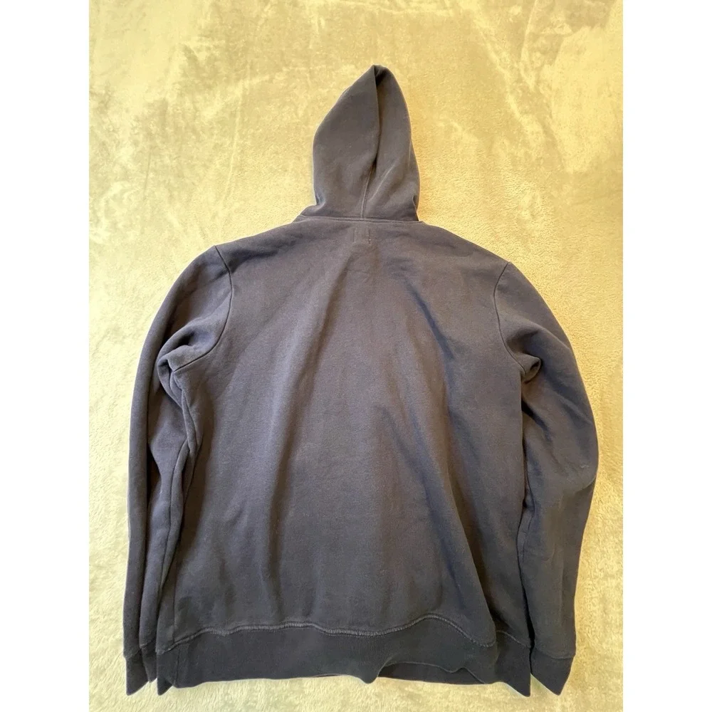 Gap Womens Sweatshirt Size M Navy Blue Logo Graphic Fleece Hoodie